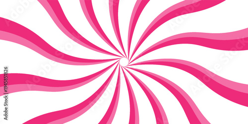 Pink white cream candy vector swirl. Candy color 3d sunburst background for summer poster, banner, christmas greeting or invitation card. Sweet rotating. Vector illustration
