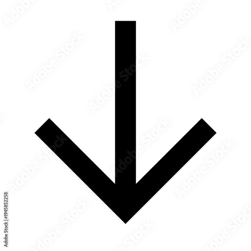 Down short arrow icon for navigation, menus, dropdowns, and UI flow. Perfect for apps, websites, dashboards, and mobile interfaces using sharp, bold, line-style directional graphics.