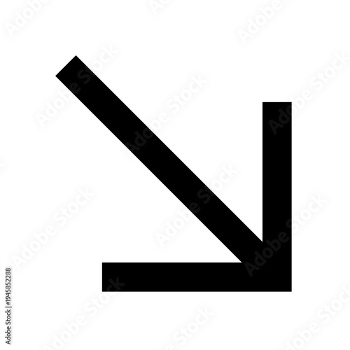 Bottom right diagonal arrow icon for directional actions, transitions, or UI flow cues. Perfect for apps, websites, and dashboards with bold, sharp, minimal line-style navigation elements.