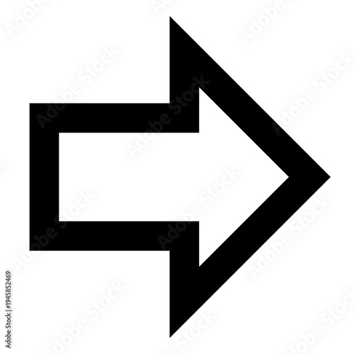 Right short outline arrow icon for next navigation, directional movement, or UI guidance. Perfect for apps, websites, and dashboards with minimal, sharp, bold, line-style interaction design.