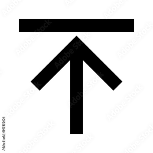 Arrow bar up icon for scroll-to-top, return, or navigation controls. Perfect for apps, websites, and dashboards needing bold, sharp, minimal line-style directional UI elements.