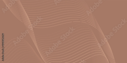 Mocha mousse color of the year 2025 abstract vector background with glowing brown wavy lines. vector background line