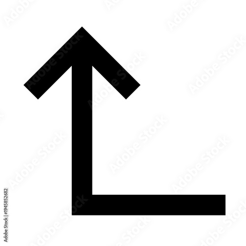 Turn left up arrow icon for return actions, backtracking, or path reversal. Perfect for apps, websites, and dashboards using sharp, bold, line-style directional UI and interface logic.