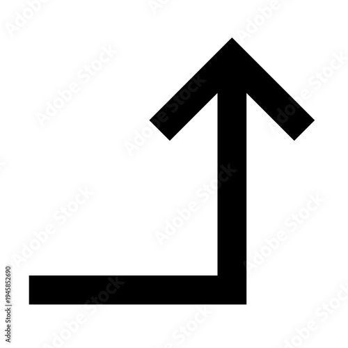 Turn right up arrow icon for navigation, reroute, or command interface. Perfect for app, website, or dashboard layouts using bold, sharp, line-style directional UI and path reversal visuals.
