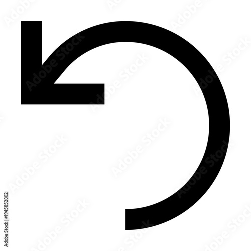 Up left counterclockwise arrow icon in sharp bold line style for return, reset, or undo cues. Ideal for apps, dashboards, and UIs handling flow reversal or previous-state navigation.