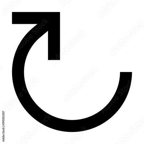 Left up clockwise arrow icon in sharp bold line style for redo, rotation, or forward actions. Perfect for apps, websites, and interfaces that involve movement, scrollback, or update cues.