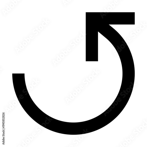 Right up counterclockwise arrow icon in sharp bold line style for undo, return, or transition cues. Perfect for apps, websites, and UIs involving directional flow or backtracking actions.