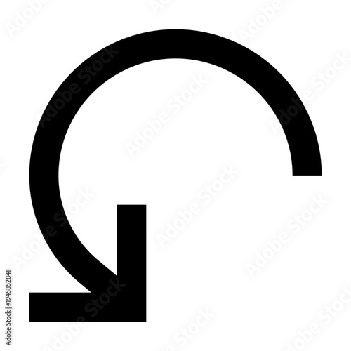 Left down counterclockwise arrow icon in sharp bold line style for undo or flow reversal. Perfect for apps, websites, and UIs needing directional actions, transitions, or process loops.