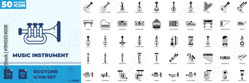 Music Instrument Duotone Editable Icons set