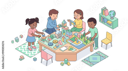 Students engage in interactive education learning activities at school