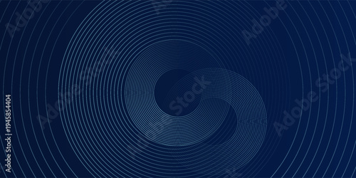 Blue abstract background with glowing circles. Swirl circular lines pattern simple modern design light