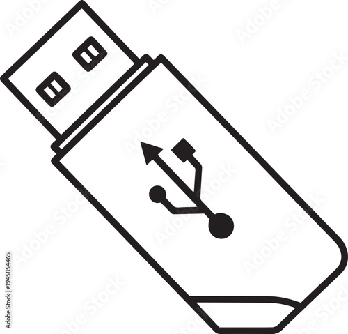 USB flash drive icon with clock and fuel gauge symbols vector illustration