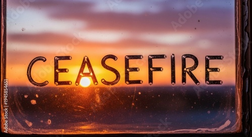 Ceasefire Message at Sunset with Dramatic Sky and Hope Concept