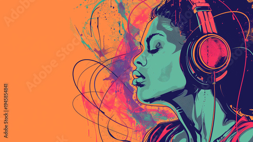 mujer escuchando música