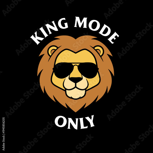 Lion Wearing Sunglasses Cartoon Face.