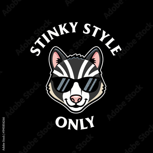 Skunk wearing sunglasses and looking cool.