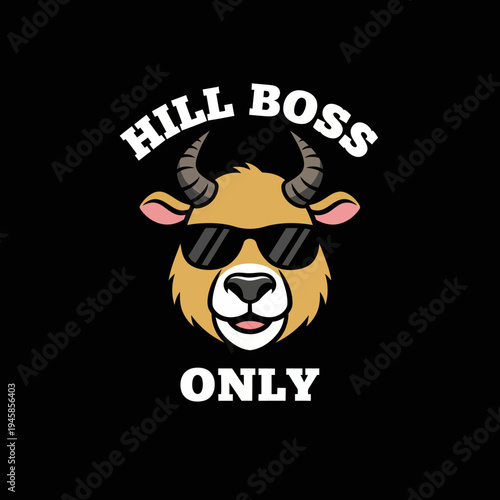 Cartoon Goat Wearing Sunglasses Smiling.