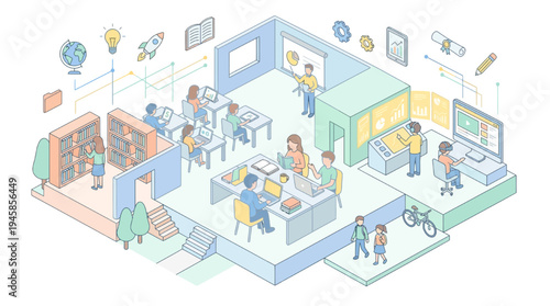 Students learn in an educational environment with teacher guidance in a school setting.