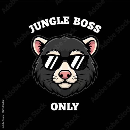 Cartoon Raccoon Wearing Sunglasses Portrait.