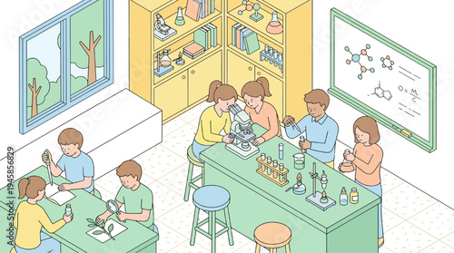 Students engaged in hands-on science education experiments in a classroom setting