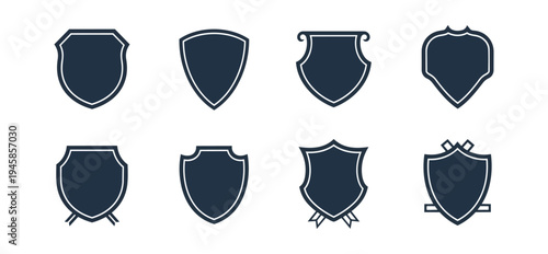 Collection of shield shapes in vector style for design and emblem use