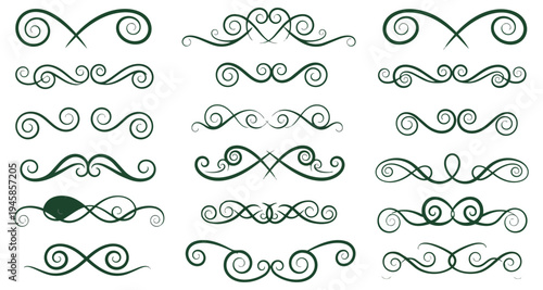 Decorative ornamental design elements collection on black