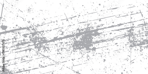 Gray splatters and scratches on white background