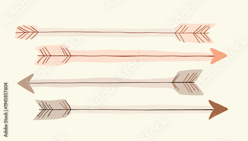 A calming and minimalist illustration featuring abstract arrow shapes in neutral tones. Ideal for backgrounds, website design, and branding projects c