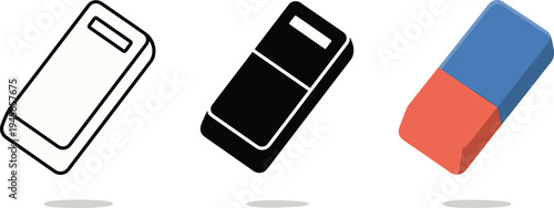 Eraser stationery tool silhouette illustration design, school supply artwork concept, education theme, pencil correction symbol, office accessory graphic style image