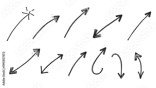 A simple, black and white hand-drawn arrow pointing upwards evokes a sense of progress and direction, ideal for illustrating growth, goals, or positiv