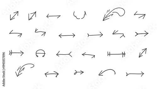 A minimalist image of black hand-drawn arrows and lines on a clean white background. Ideal for representing direction, progress, and simple graphic el