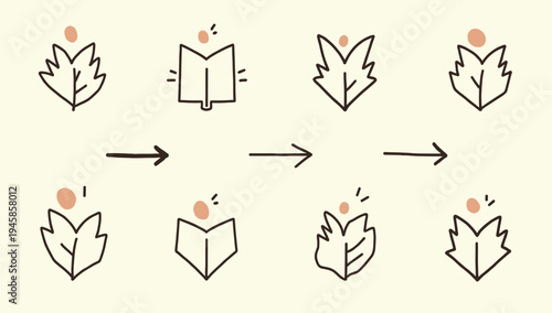 A simple, modern illustration of a leaf and sun. Perfect for branding, wellness content, or representing growth and natural elements in a design.