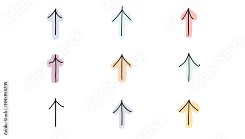 A minimalist graphic featuring simple black arrows pointing upwards on a clean white background.  Perfect for concepts of growth, progress, or positiv