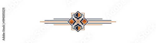 Geometric design element with metallic details on a dark background