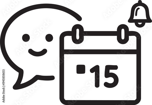 Cute cartoon reminder featuring a calendar with the 15th marked