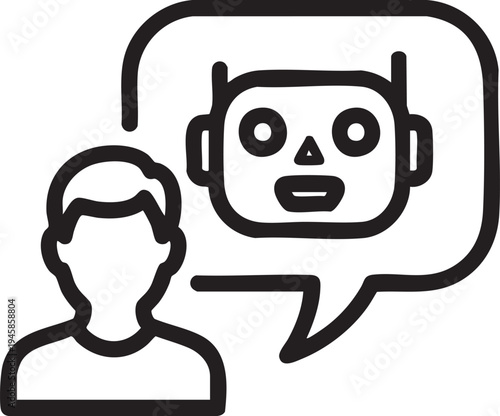 A person communicating with an ai chatbot displayed in a speech bubble