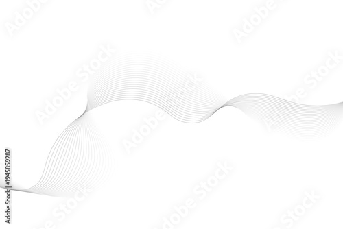 Abstract grey wave lines on transparent background.