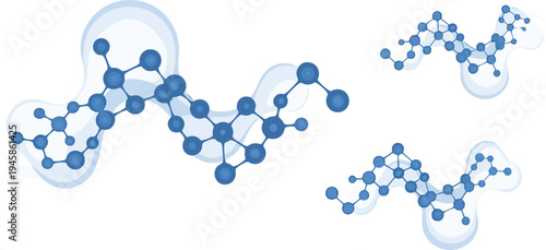 Abstract Molecular Structure Illustration with Blue Chemical Network and DNA Inspired Science Concept