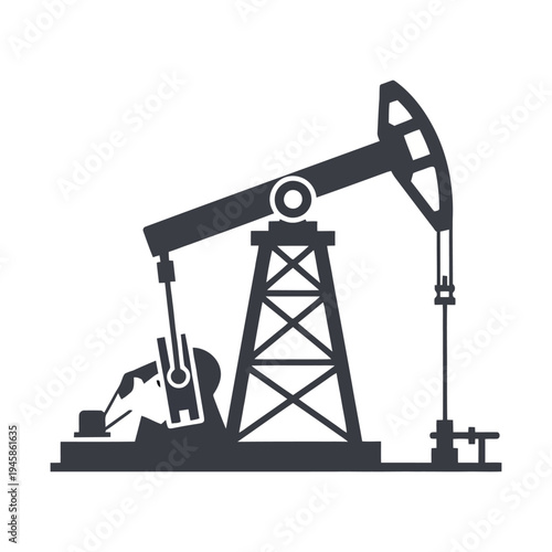 Black oil pump jack or nodding donkey silhouette
