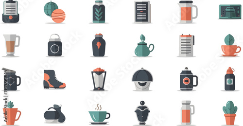A collection of pixel art icons depicting various objects and consumables