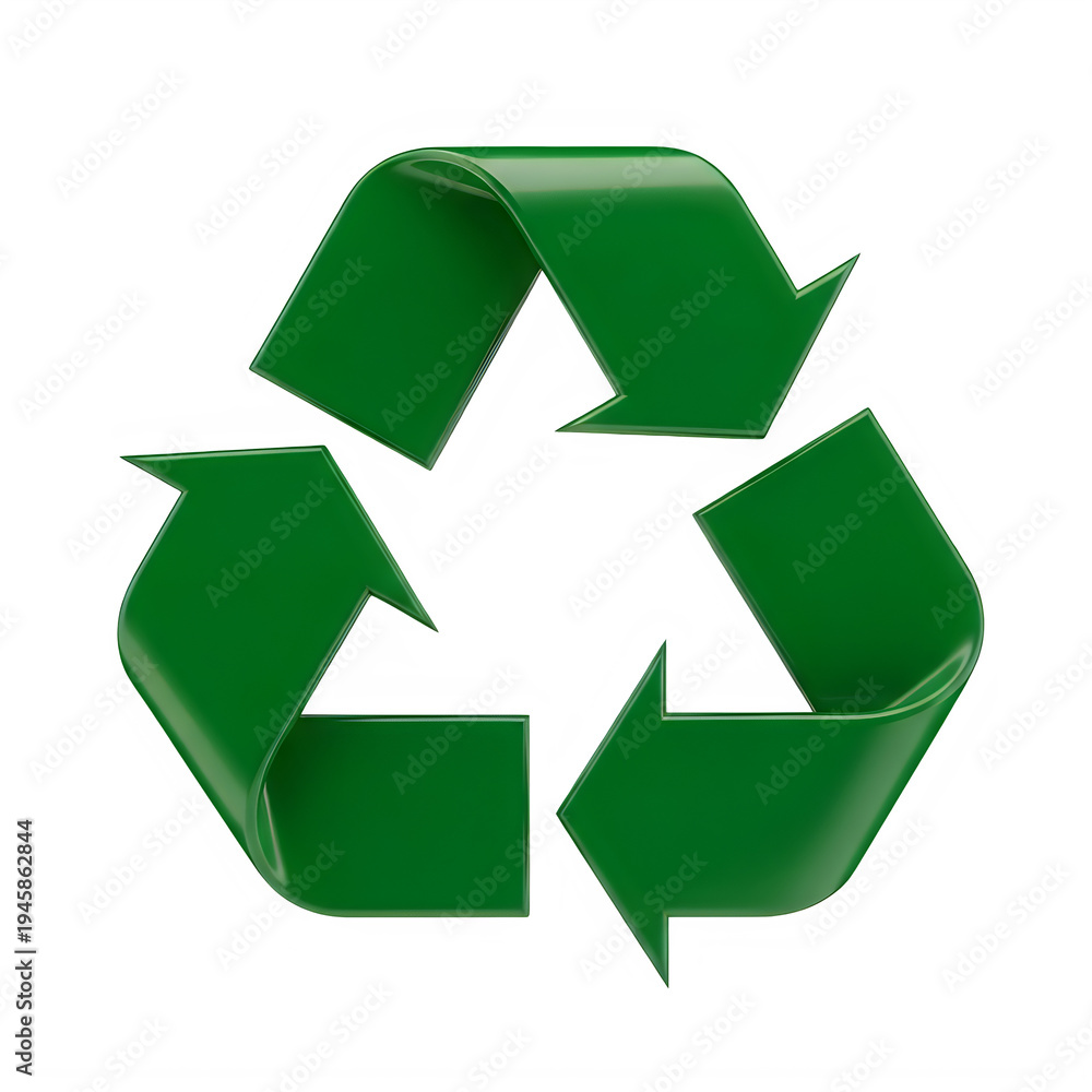 Obraz premium Recycling symbol made of three green arrows isolated on transparent background