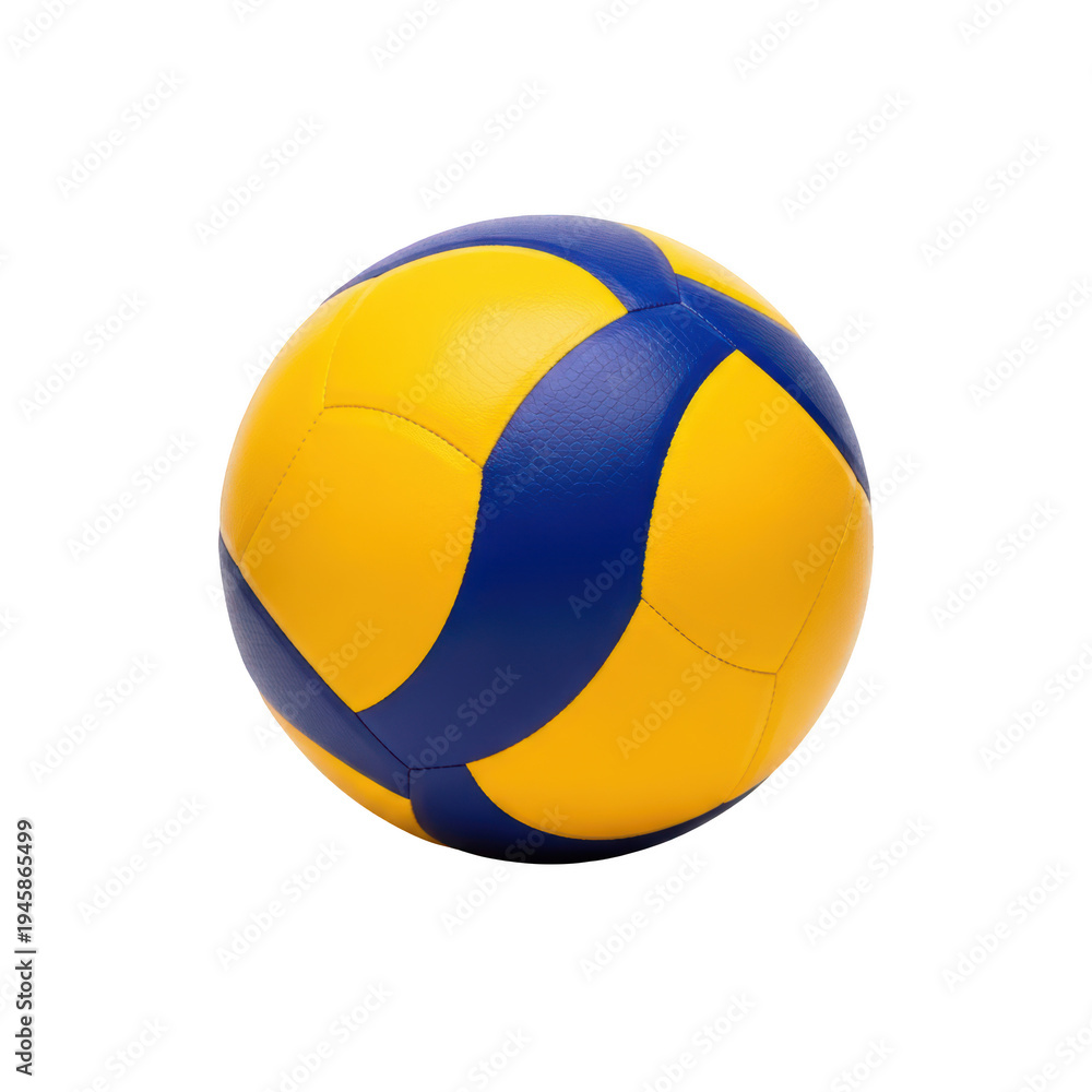 Fototapeta premium Vibrant yellow and blue volleyball isolated on white background