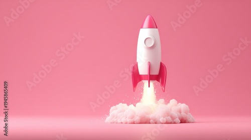 Wallpaper Mural startup rocket minimal design on a pink isolated background Torontodigital.ca