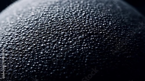Dark textured sphere surface with subtle lighting shifts abstract background