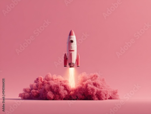 Wallpaper Mural ai startup rocket minimal on a pink isolated background Torontodigital.ca