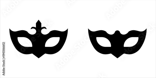 Minimalist theatrical eye mask vector silhouettes for masquerade ball.