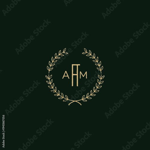 Elegant Monogram Logo with Laurel Wreath.