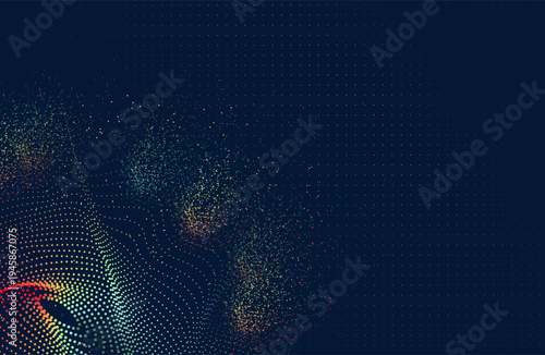 Abstract Music background. Big Data Particle Flow Visualisation. Science infographic futuristic illustration. Sound wave. Sound visualization. Abstract Segwit.