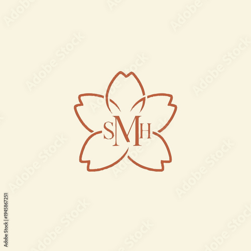 Lotus Flower Logo with Initials SMH.
