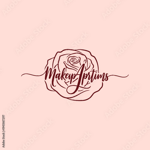 Makeup Artistry Logo Design with Rose.